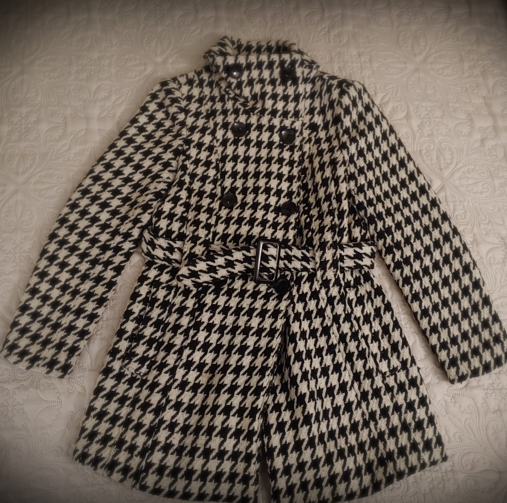Coat - black/white houndstooth